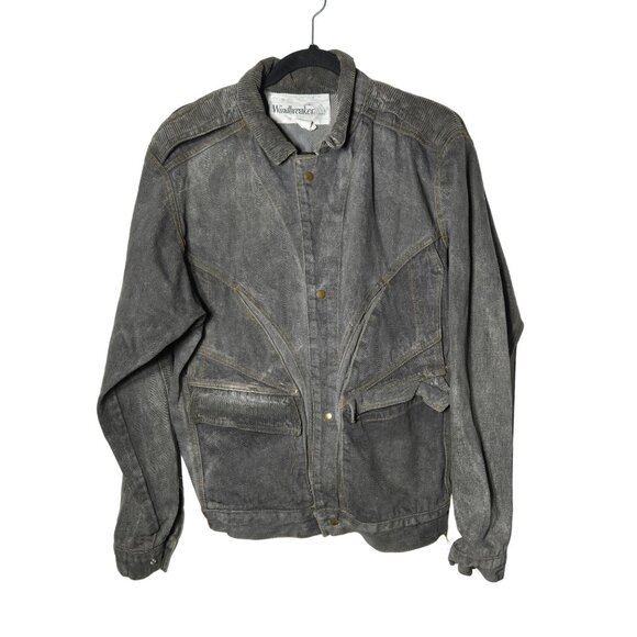 Vintage Original Windbreaker Gray Denim Jean Jacket Size Large Vtg Retro Winter - Picture 1 of 8